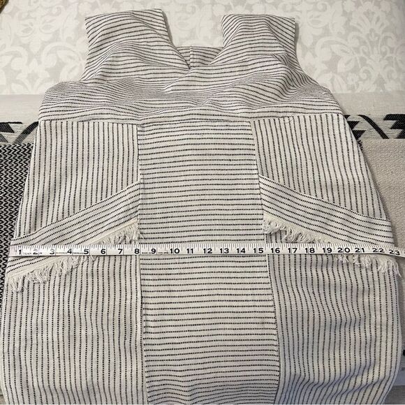 Mirth Biarritz 100% Cotton Ivory/Black Striped Dress Sz-L - Picture 13 of 16